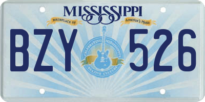 MS license plate BZY526