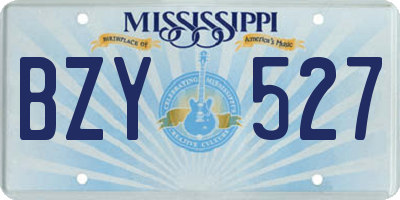 MS license plate BZY527