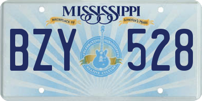 MS license plate BZY528