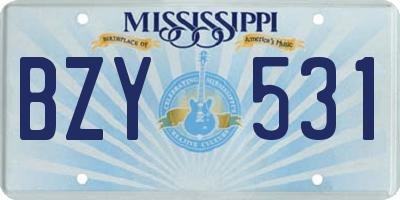 MS license plate BZY531