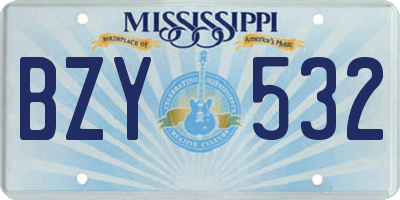 MS license plate BZY532