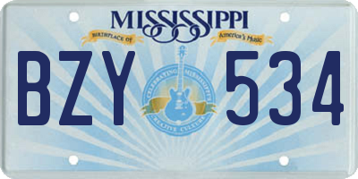 MS license plate BZY534