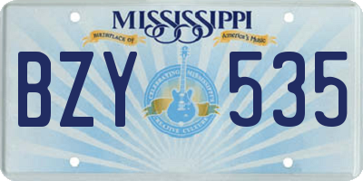 MS license plate BZY535