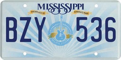MS license plate BZY536