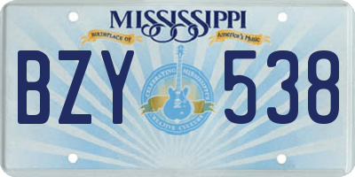 MS license plate BZY538