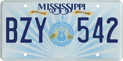 MS license plate BZY542