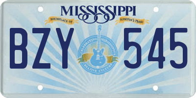 MS license plate BZY545