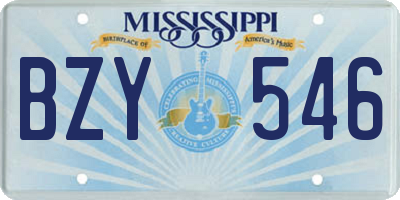 MS license plate BZY546