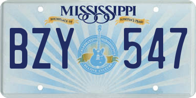 MS license plate BZY547