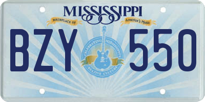 MS license plate BZY550