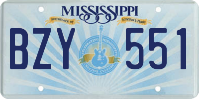 MS license plate BZY551