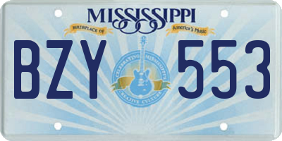 MS license plate BZY553