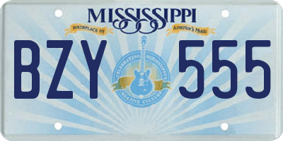 MS license plate BZY555