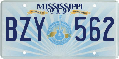 MS license plate BZY562