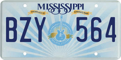 MS license plate BZY564