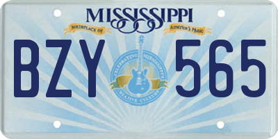 MS license plate BZY565