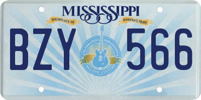 MS license plate BZY566