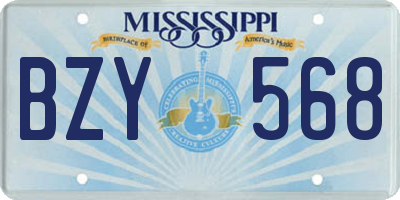MS license plate BZY568
