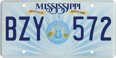 MS license plate BZY572