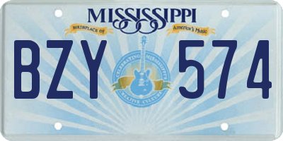 MS license plate BZY574