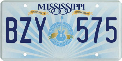 MS license plate BZY575