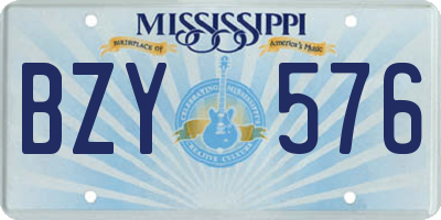 MS license plate BZY576