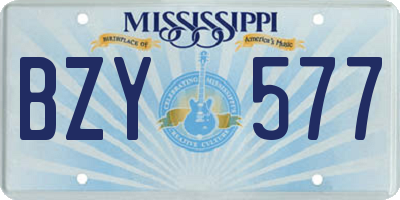 MS license plate BZY577