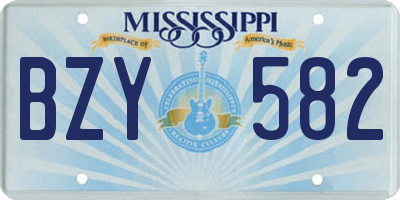 MS license plate BZY582