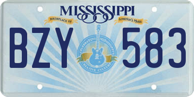 MS license plate BZY583