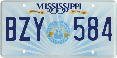 MS license plate BZY584