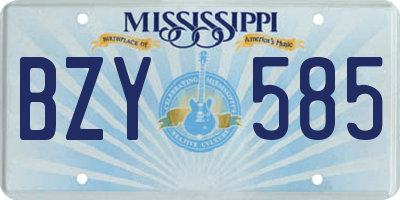 MS license plate BZY585