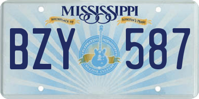 MS license plate BZY587