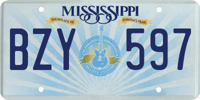 MS license plate BZY597