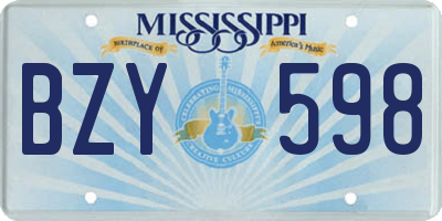 MS license plate BZY598