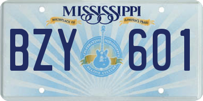 MS license plate BZY601
