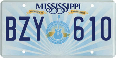 MS license plate BZY610