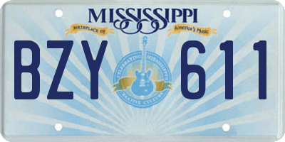 MS license plate BZY611