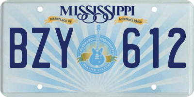 MS license plate BZY612