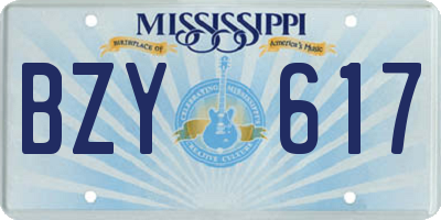 MS license plate BZY617