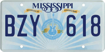 MS license plate BZY618
