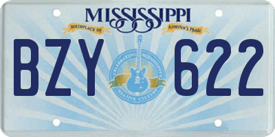MS license plate BZY622