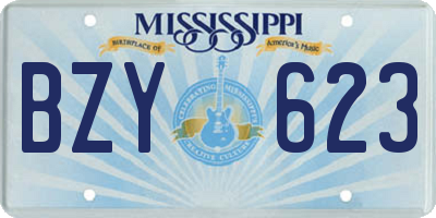MS license plate BZY623