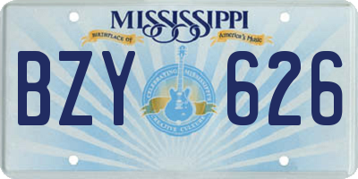 MS license plate BZY626