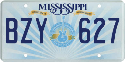 MS license plate BZY627