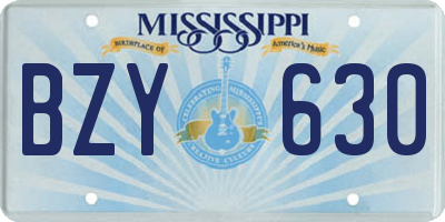 MS license plate BZY630