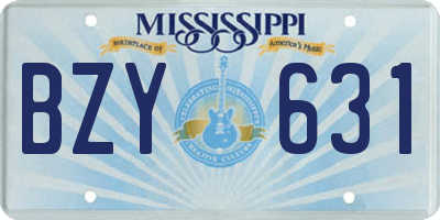 MS license plate BZY631