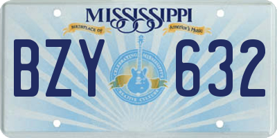 MS license plate BZY632
