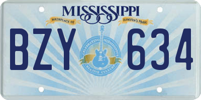 MS license plate BZY634