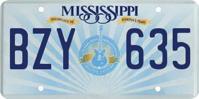MS license plate BZY635