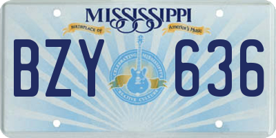 MS license plate BZY636